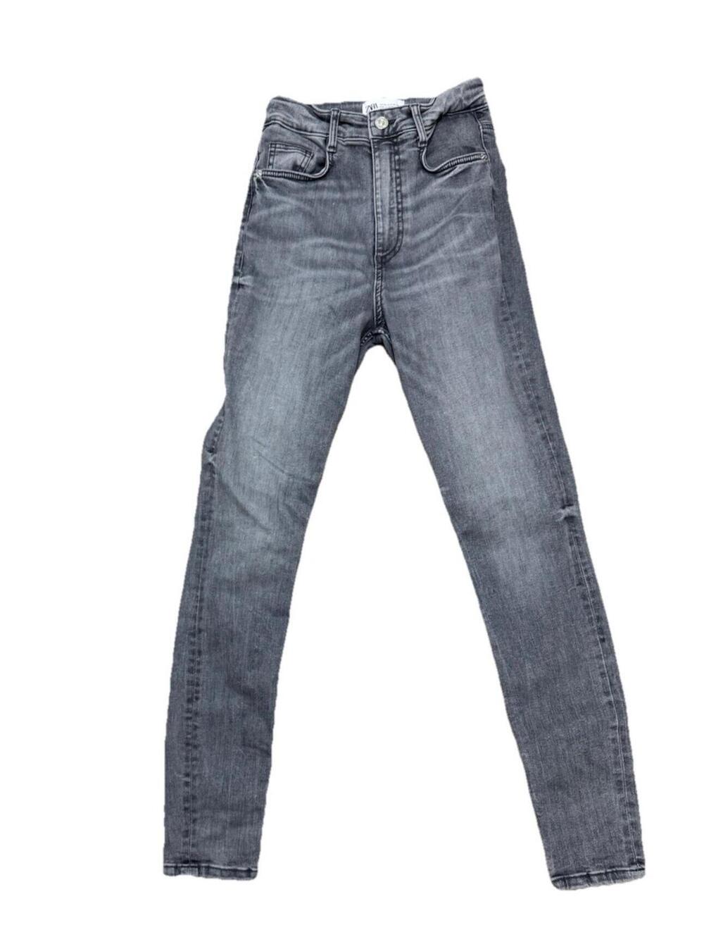 ZARA Jeans Women's Size 2 High Waisted Black Denim Gray Wash Skinny